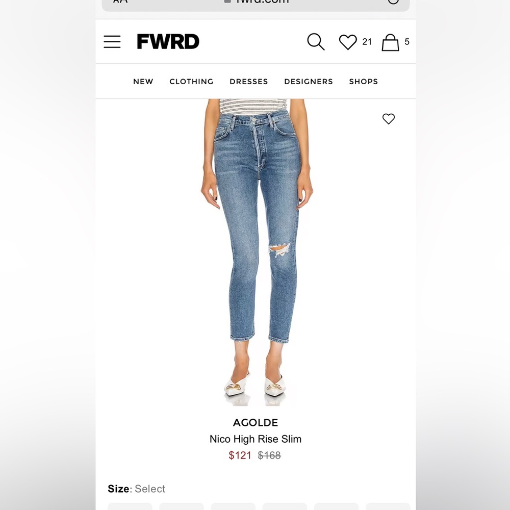 Agolde 28 , nico high rise jeans